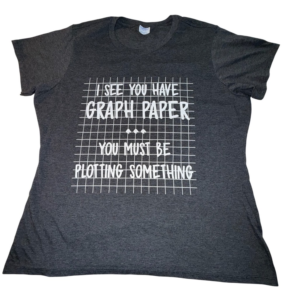 Port & Company Graph Paper Plotting Something Math Pun Graphic Tee Grey XXL